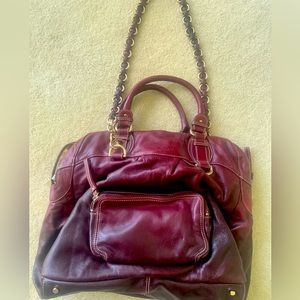 Charles David Brown Leather Tote Purse suede lining